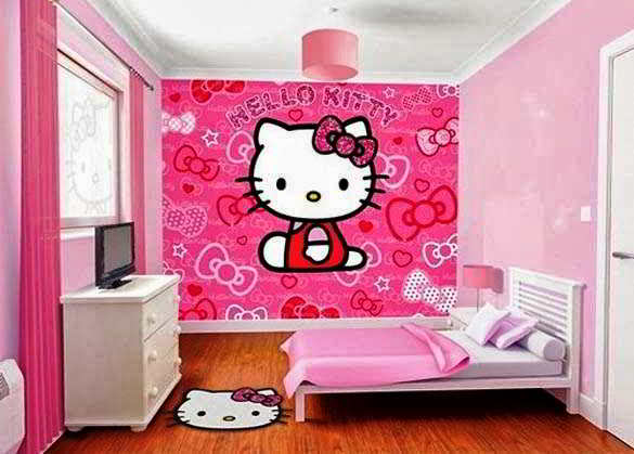 23 desain  wallpaper kamar  hello  kitty  sederhana anak 