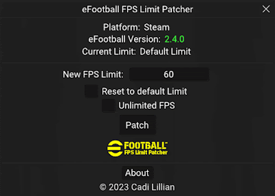 eFootball FPS Limit Patcher Version 1.10