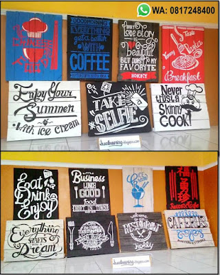 hiasan dinding, jasa desain cafe, jasa hand lettering, jasa lettering dinding, jasa lukis dinding, menerima pemesanan desain, papan nama Lettering toko, souvenir pernikahan, wedding art, lettering kayu palette manokwari papua