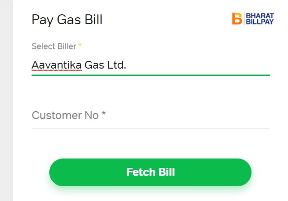 aavantika gas bill payment