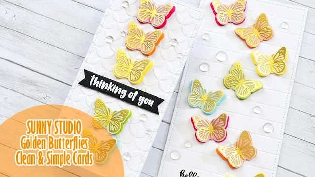 Sunny Studio Stamps: Watering Can Butterfly Cards by Marine Simon (featuring Moroccan Circle Embossing Folder)