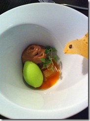 11th course, green apple sorbet, warm chocolate mousse,  (2)