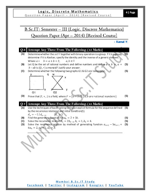[Question Paper] Logic and Discrete Mathematics (Revised Course) [April – 2014] [Page 4]