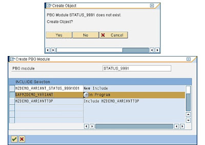 Creation of Selection Screen Variant in Module Pool Programming