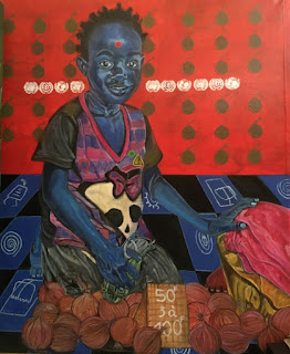 Innocence en Danger, 2020, peinture-sérigraphie sur toile,90x110cm,Carel KOUOKAM,
