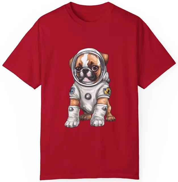 T-Shirt With Graphic of Boxer Dog Wearing Spacesuit