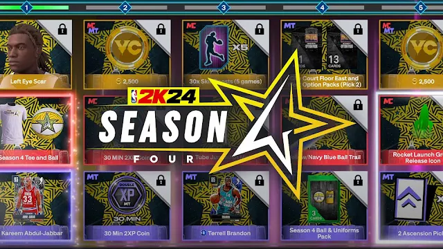 NBA 2K24 All Season 4 Rewards (Level 1 - Level 10)
