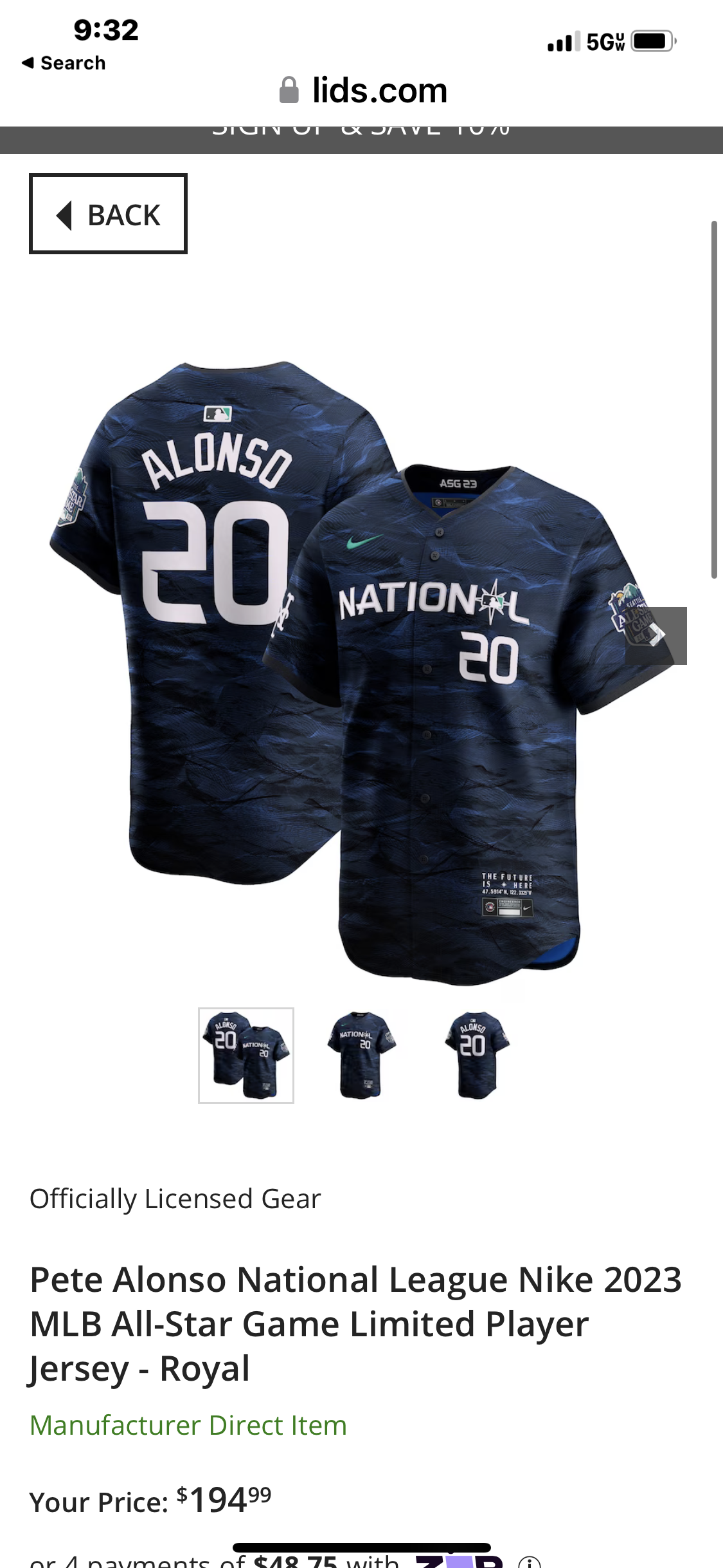  Alonso MLB All Star Game Jersey