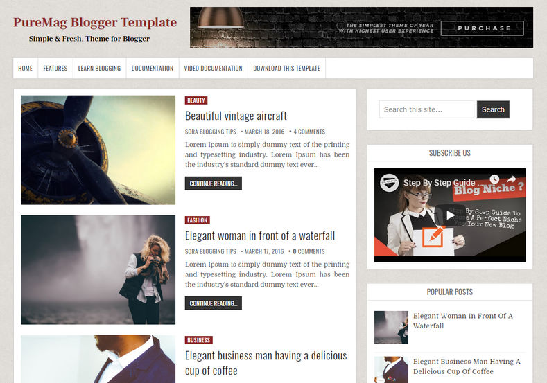 PureMAG Responsive Blogger Template