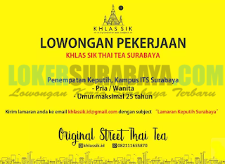 Loker Surabaya Terbaru di Klas Sik Thai Tea Terbaru April 2019