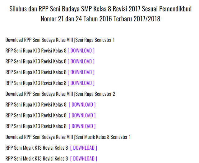 PERANGKAT PEMBELAJARAN SENI BUDAYA K13 KELAS VIII REVISI 2017-2018