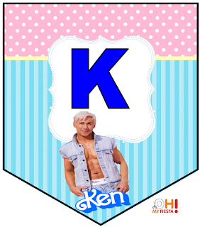 Ken Party Free Printable Bunting. Banderines para Fiesta de Ken.