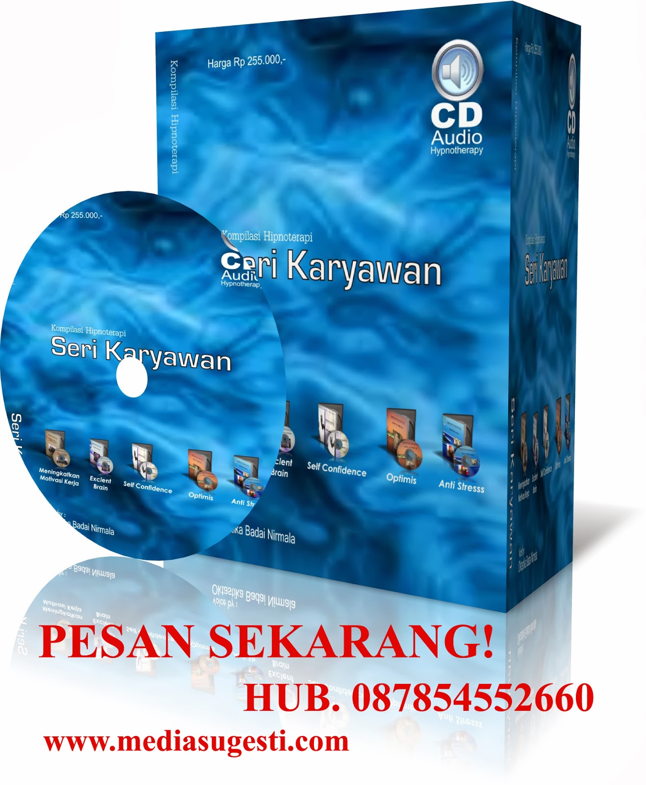 CD Kompilasi Hipnoterapi Seri Karyawan merupakan kumpulan rekaman audio hipnoterapi yang direkam dalam format MP3 sehingga Anda lebih mudah melakukan