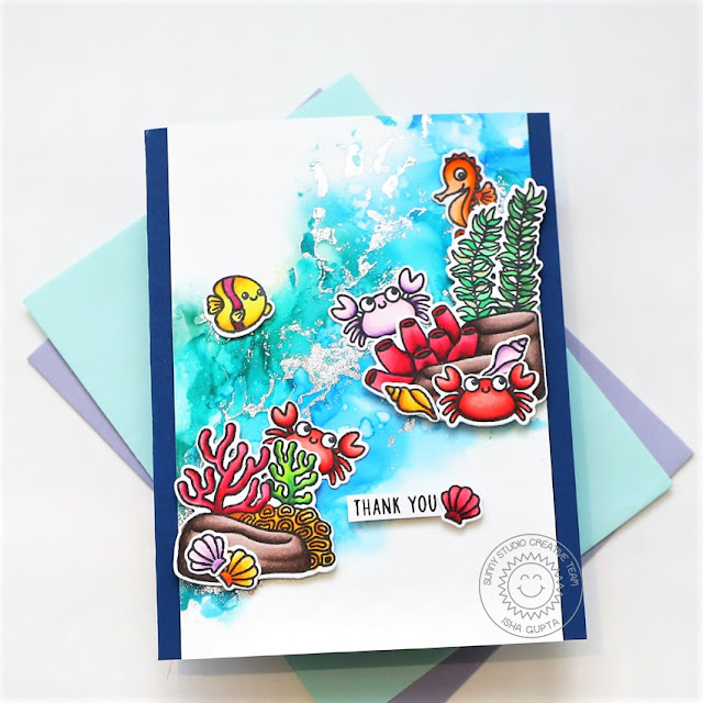 Sunny Studio Stamps: Ocean View Card by Isha Gupta (featuring Fintastic Friends)