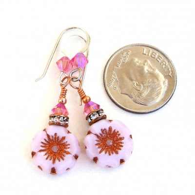 flower earrings pink gift for her