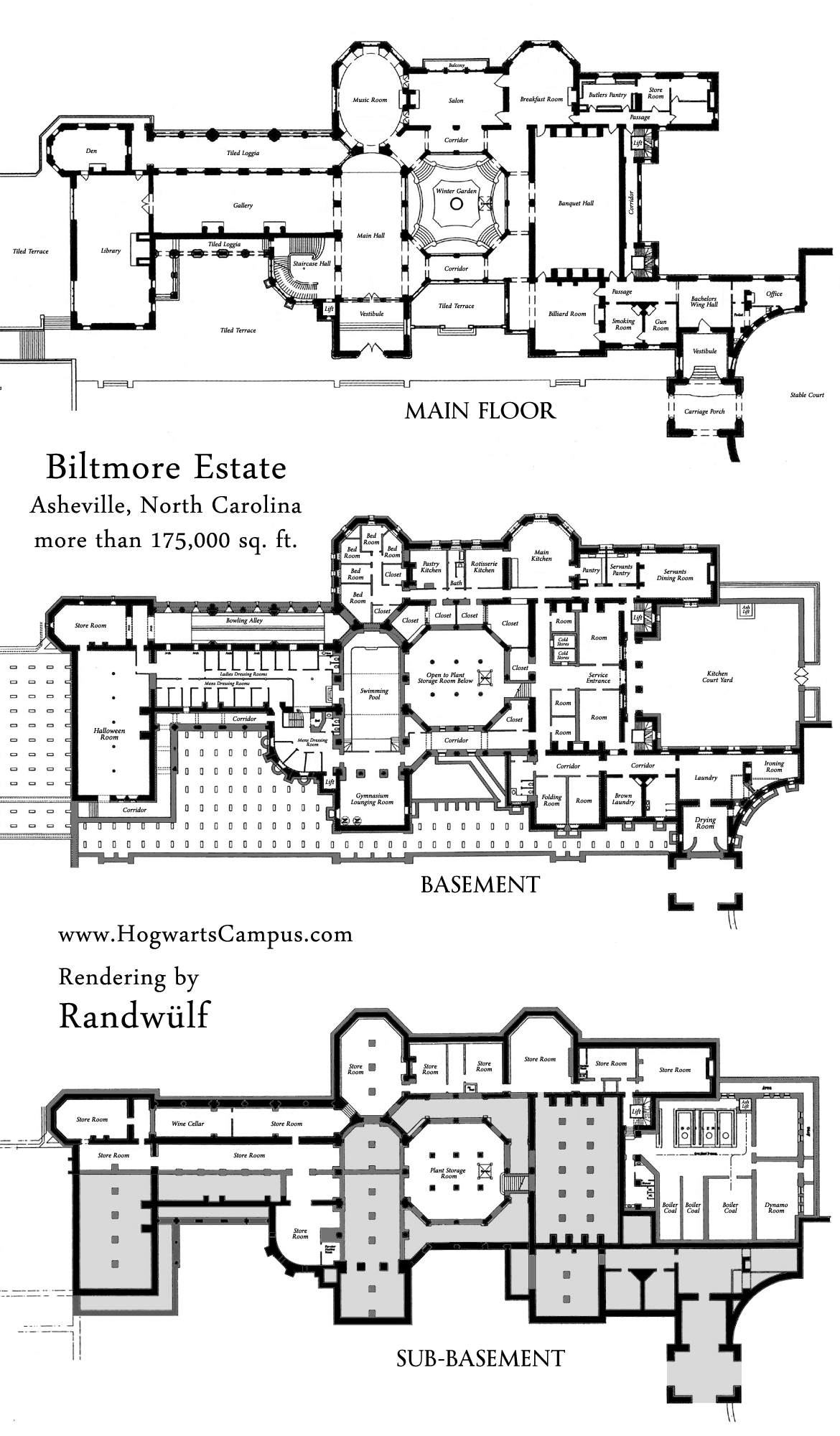 Biltmore Estate Mansion Floor Plan - lower 3 floors. We have the Ideal For Estate Floor Plans