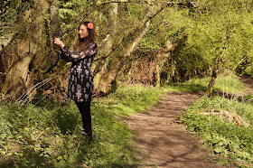 Girl in spring Norfolk countryside