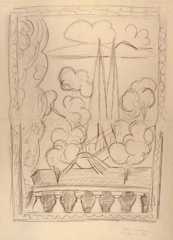 Window on Tahiti by Henri Matisse - Genre Drawings from Hermitage Museum