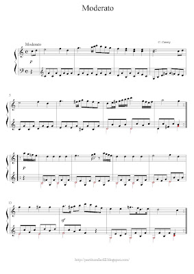 Free piano sheet music of Carl Czerny: Moderato