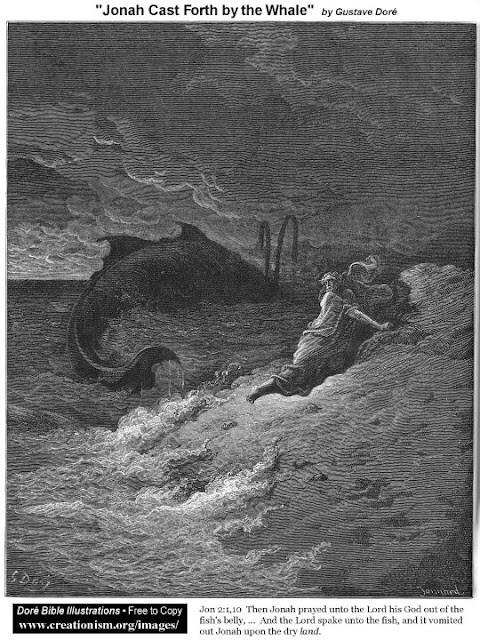 Jonah cast forth from the whale by Gustave Dore