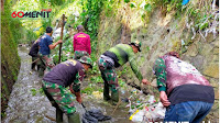 Satgas Citarum Harum Sektor 22 Sub 07 Dipimpin Peltu Bayu Membersihkan Sungai Citepus di Gegerkalong