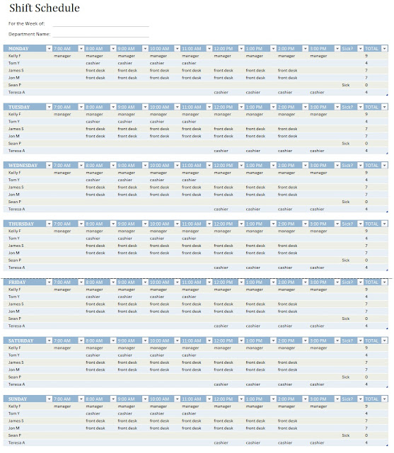 Shift Schedule For Employee