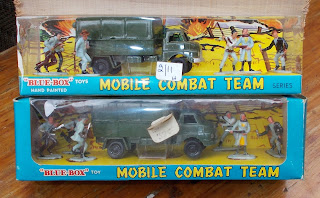 30mm Toy Figures; 30mm Toy Soldiers; Boxed Toy; Carded Toy; Combat Team; Erwin Sell Make It Up; Female Soldier; French Resistance; Made in Hong Kong; Maquis; Rack Toy; Rack Toy Month; Resistance Fighters; RTM; Small Scale World; smallscaleworld.blogspot.com; Tai Sang Toys; 2 Blue Box Toys Hand Painted Mobile Combat Team Series 77643 Plastic Figures 30mm DSCN8874 Close up of both sets togther