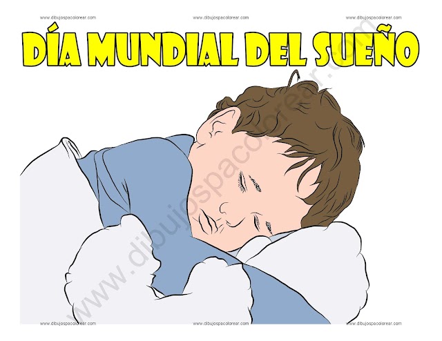 Día Mundial del Sueño dibujo a color y para colorear