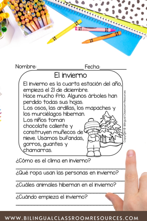 Free no prep reading comprehension passages and questions in Spanish