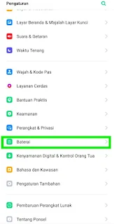 Cek pemakaian baterai realme