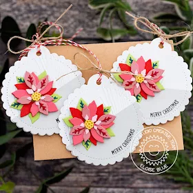 Sunny Studio Stamps: Layered Poinsettia Dies Scalloped Tag Circle Dies Merry Christmas Tags by Eloise Blue 