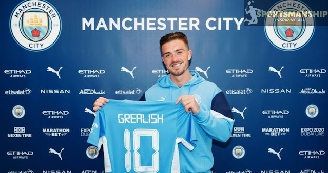 Jack Grealish in Manchester City colors.