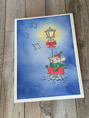 Caroling mice stampin up masking and blending Christmas card