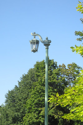 An ornamental, vintage looking lamp post