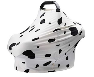 Baby Car Seat Covers Cute Spotty Dog Super Soft Stretchy and Breathable Neutral Nursing Covers for Newborn with Storage Bag 