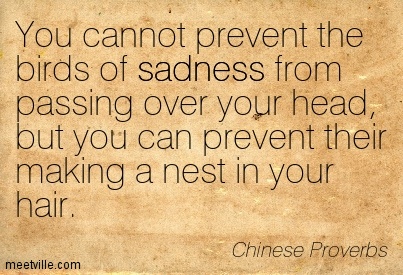 You cannot prevent the birds of sadness from passing over your head, but you can prevent their making a nest in your hair - 10 Chinese Proverbs that Will Upgrade Your Perspective