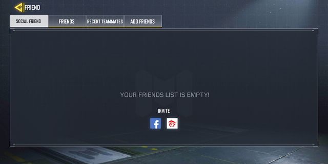 Garena and Facebook friends menu