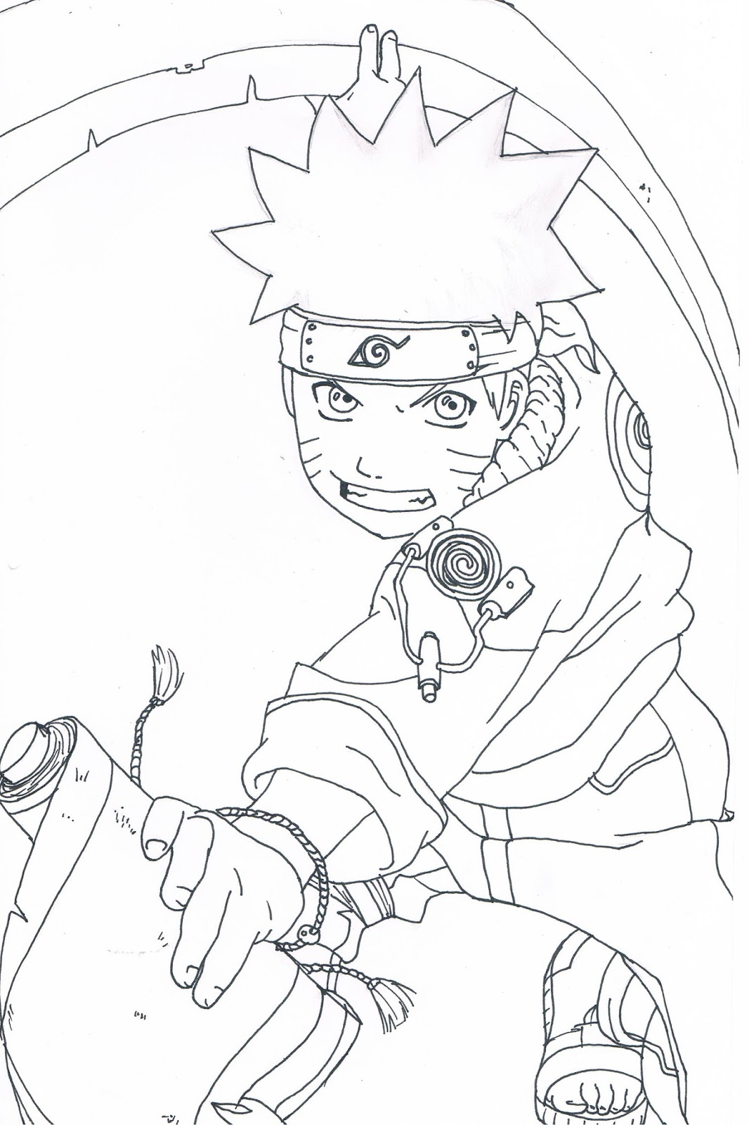 Lembar Mewarnai Sketsa dan Gambar  Ilustrasi  Naruto Uzumaki 