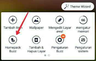 Opsi Buzz Launcher dan Pilih Homepack Buzz