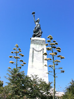 A Statue of Liberty erected by a Greek immigrant to New York upon returning home.