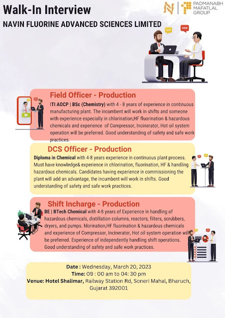 Navin Fluorine Advanced Sciences Interview For Field/ DCS/ Shift Incharge