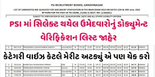 Gujarat Police PSI Result Public PSIRB Prelim Marks Check