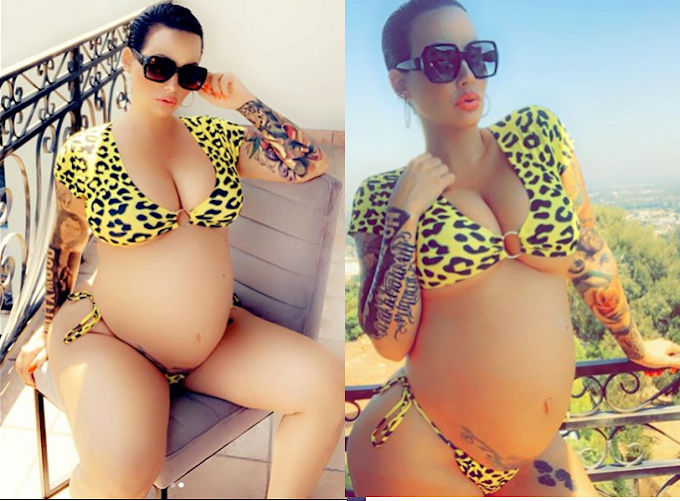  Amber Rose shares photos of her bare bump at 9-months pregnancy