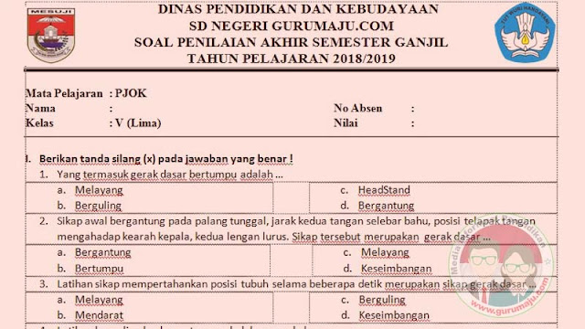 SOAL UAS/ PAS  PJOK KELAS 5 SEMESTER 1