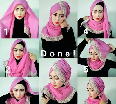 tutorial hijab pesta modern terbaru