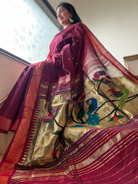 Timeless Elegance: Exploring the 120 Count Cotton Paithani Saree with a Grand Pallu