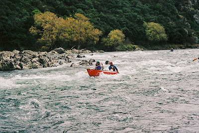 Canoeists running a chute