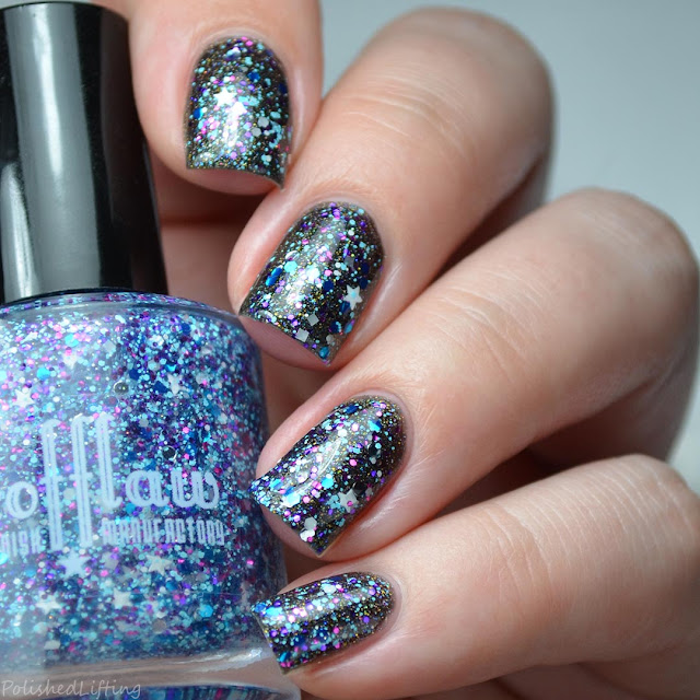 purple blue star glitter nail polish topper