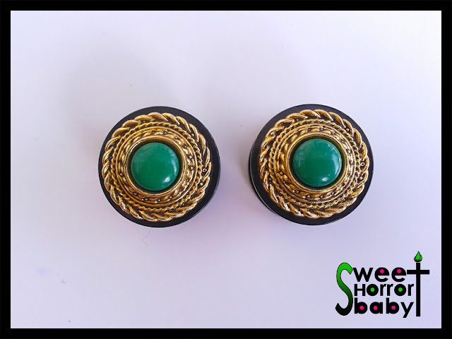 SWEET VINTAGE CABUCHON VERDE. DILATADORES PLUGS GAUGES.