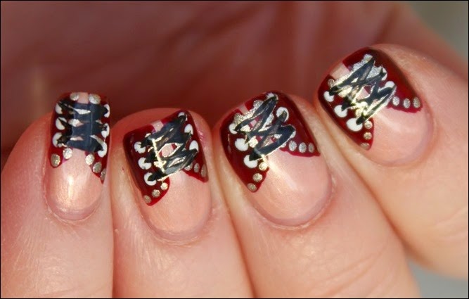 Nageldesign Nail Art Fabrics Corsage Mieder 01